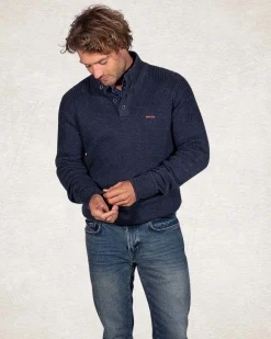 Half buttoned plain pullover - Trent Petrol