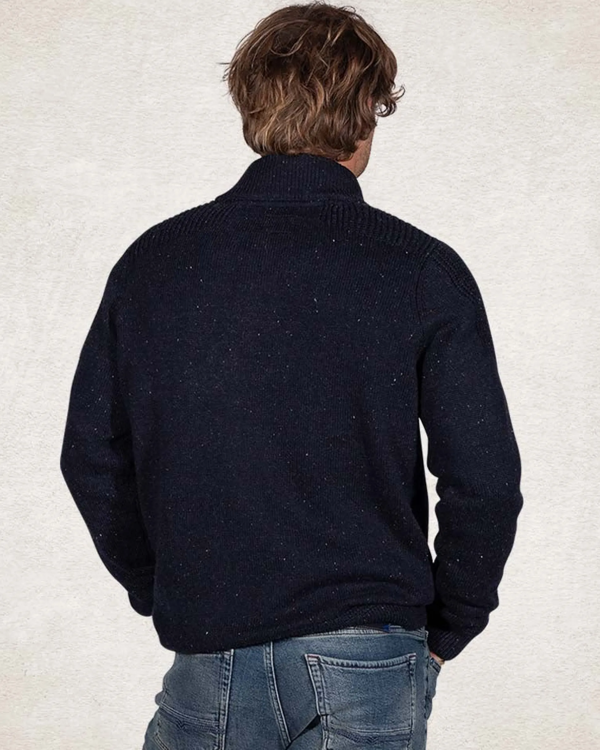 Half buttoned plain pullover - Pitch Navy