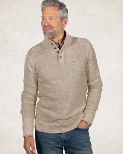 Half buttoned plain pullover - Sahara Sand