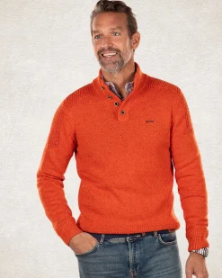 Half buttoned plain pullover - Ginger Orange