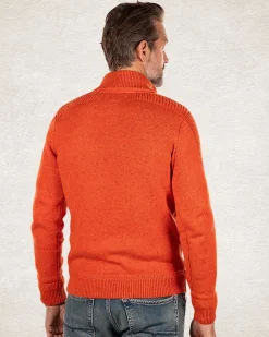 Half buttoned plain pullover - Ginger Orange