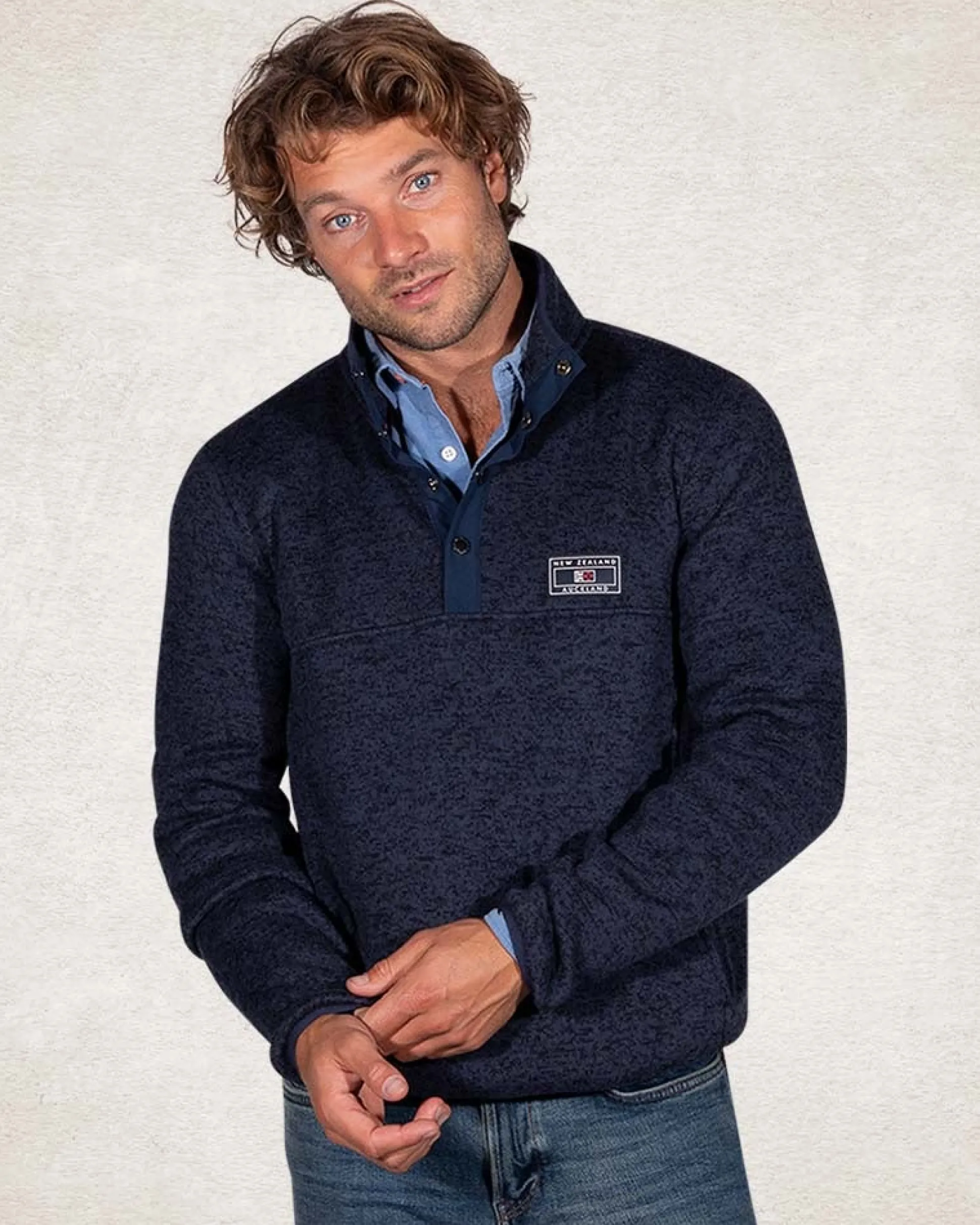 Half buttoned sweatshirt - Pitch Navy