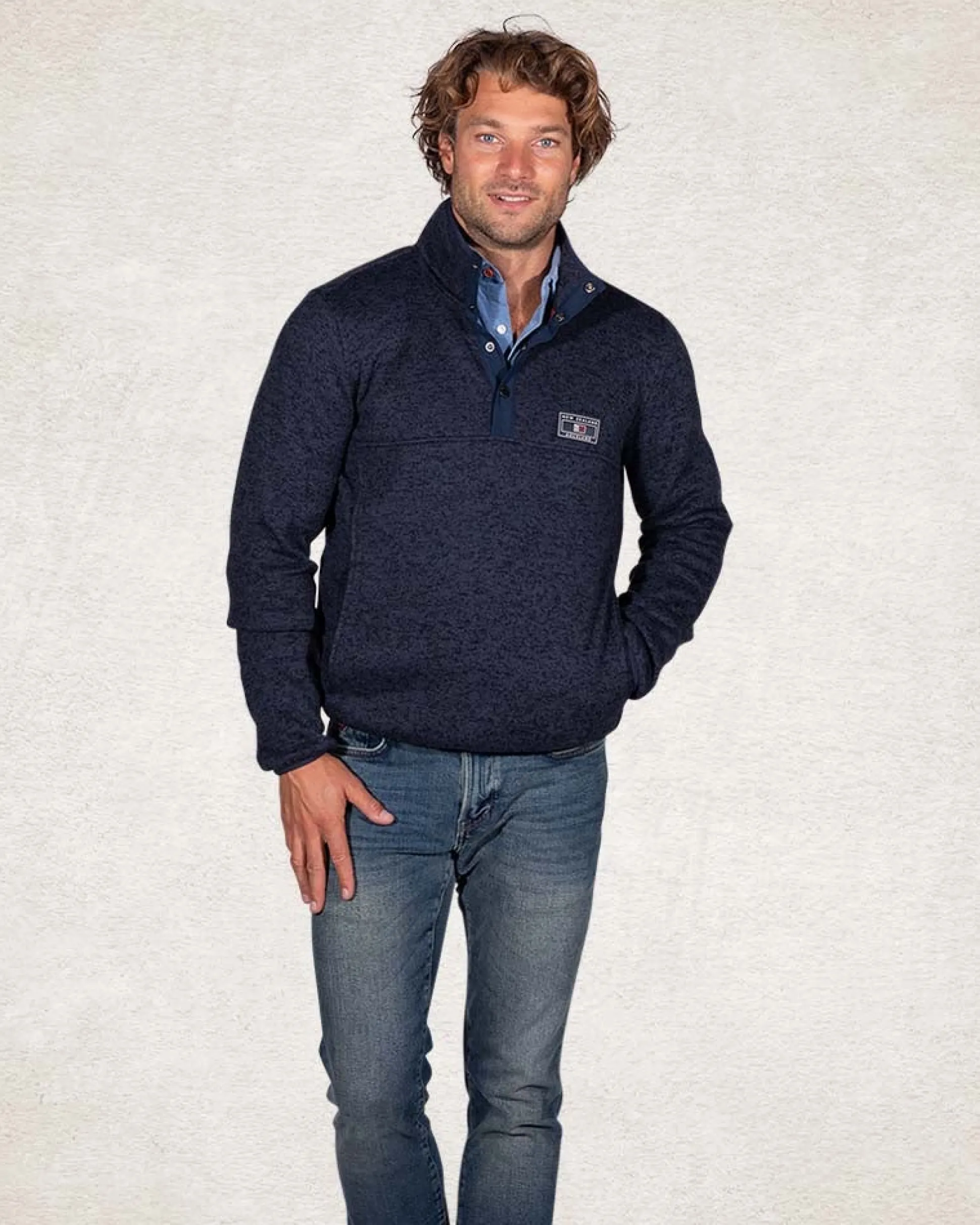 Half buttoned sweatshirt - Pitch Navy
