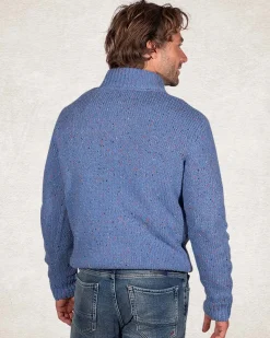 Half buttoned wool blend pullover - Cloudy Blue