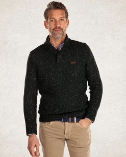 Half buttoned wool blend pullover - Crushing Green