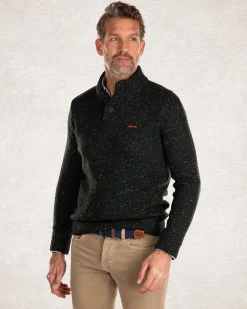 Half buttoned wool blend pullover - Crushing Green