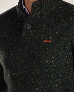 Half buttoned wool blend pullover - Crushing Green