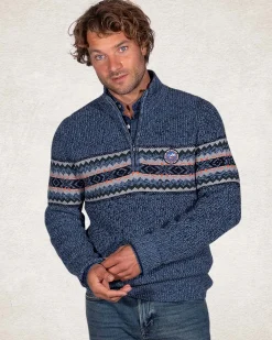 Half zip knitted pullover - Cloudy Blue
