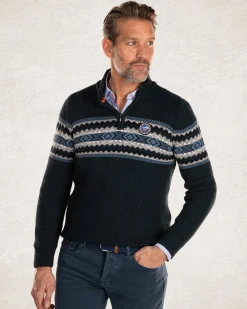 Half zip knitted pullover - Crushing Green