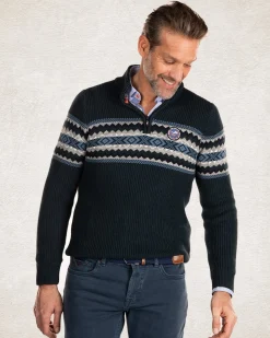 Half zip knitted pullover - Crushing Green