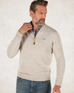Half zip pullover with wool - Shadow White