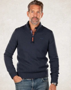 Half zip pullover wool blend - Trent Petrol