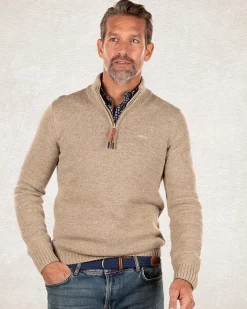 Half zip pullover wool blend - Sahara Sand