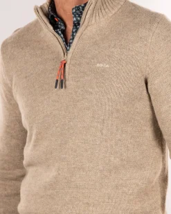 Half zip pullover wool blend - Sahara Sand