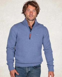Half zip pullover wool blend - Cloudy Blue
