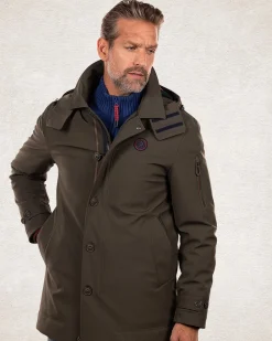 Hooded windproof parka jacket - Smoked Green