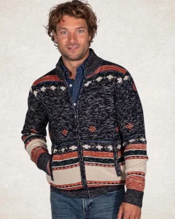 Knitted cardigan brown grey white - Pitch Navy