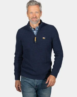 Knitted half zip jumper Drake - Ink Navy