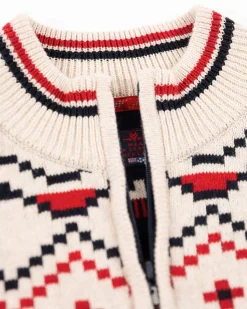 Knitted half zip pullover with pattern - Milky Ecru