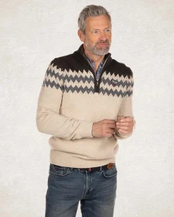 Knitted half zip pullover - Milky Ecru