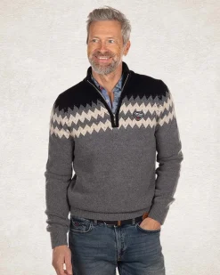 Knitted half zip pullover - Grey Melange