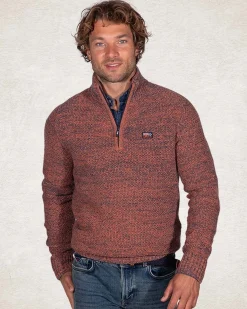 Knitted plain half zip pullover - Ginger Orange
