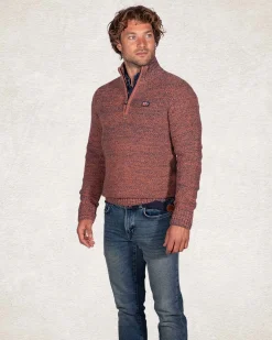 Knitted plain half zip pullover - Ginger Orange