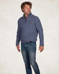 Knitted plain half zip pullover - Cloudy Blue