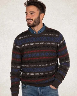 Knitted round neck wool pullover - Smoked Green
