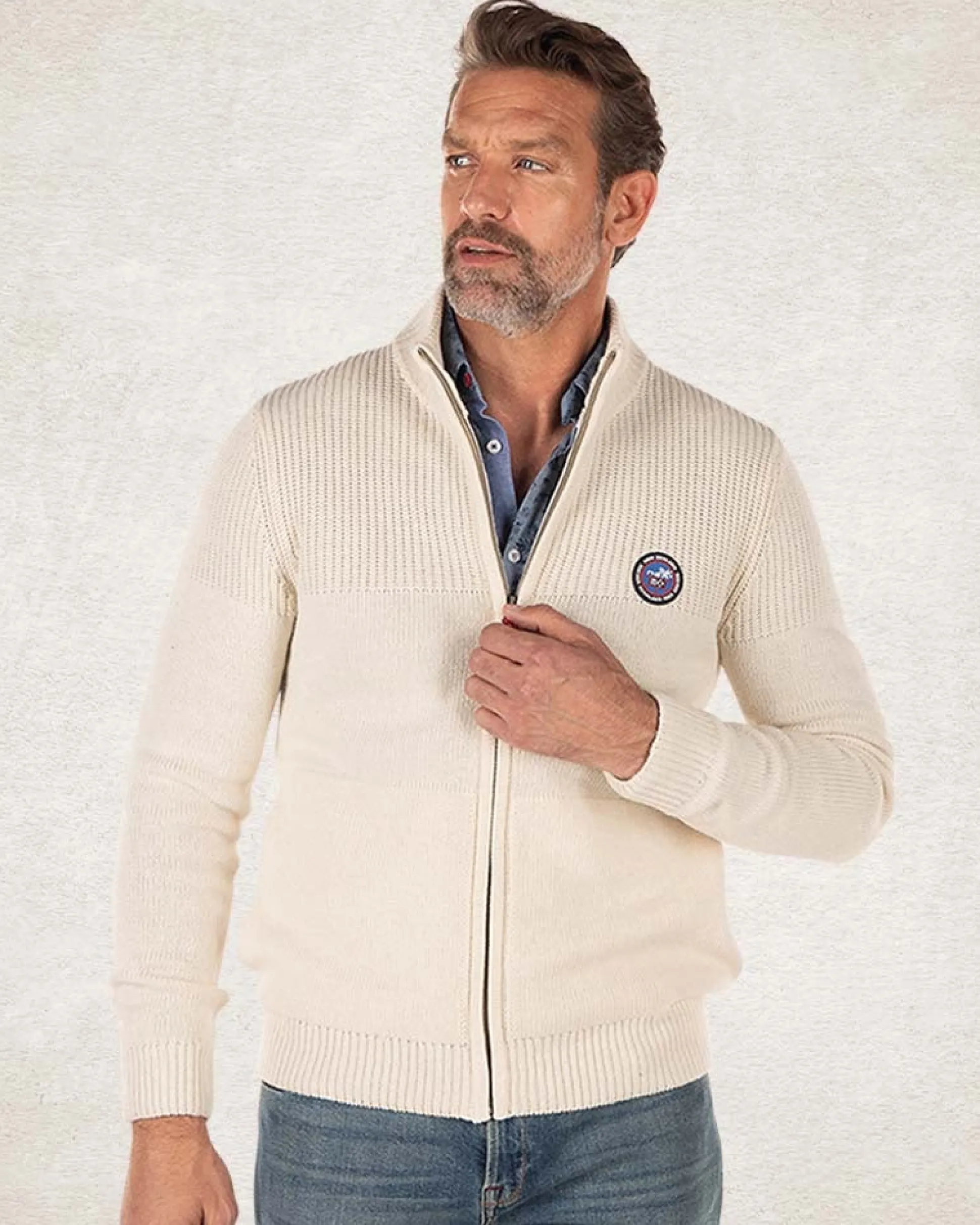 Knitted solid coloured cardigan - Milky Ecru