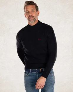Knitted solid coloured turtleneck - Pitch navy
