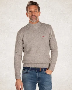 Knitted solid coloured turtleneck - Grey Melange