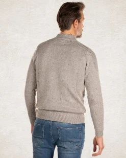 Knitted solid coloured turtleneck - Grey Melange