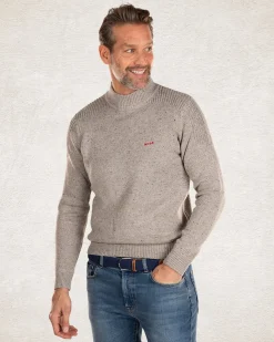 Knitted solid coloured turtleneck - Grey Melange