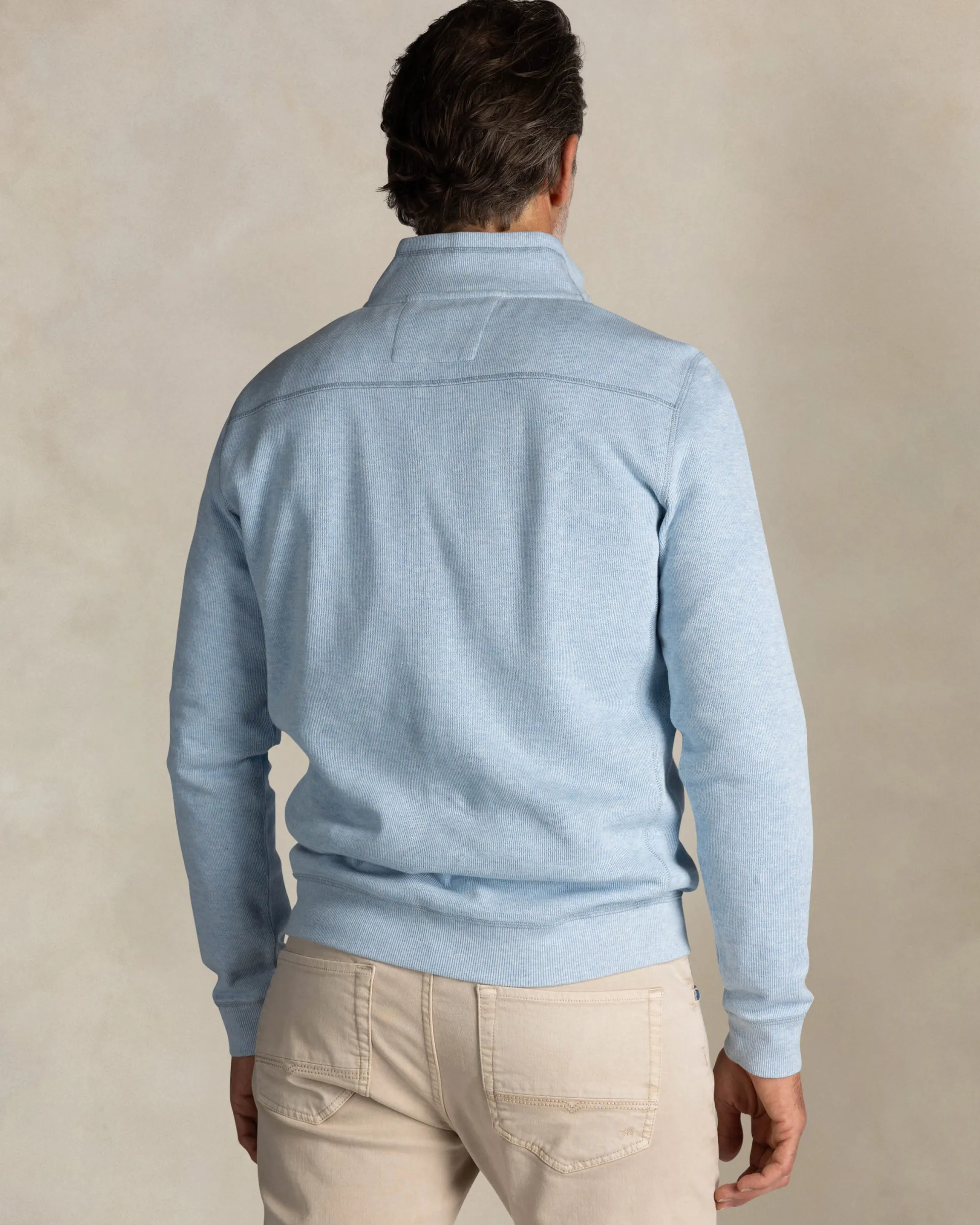 Light blue cotton half zip sweater