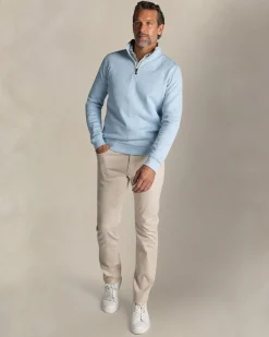 Light blue cotton half zip sweater