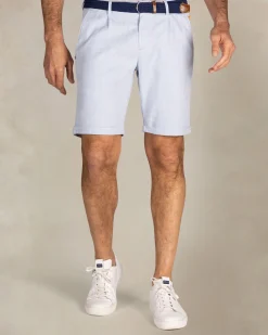 Light blue cotton-linen-Tencel chino shorts