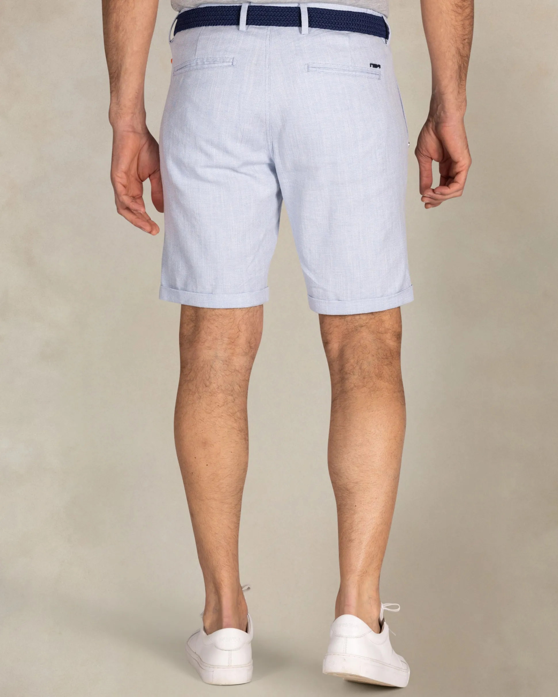 Light blue cotton-linen-Tencel chino shorts