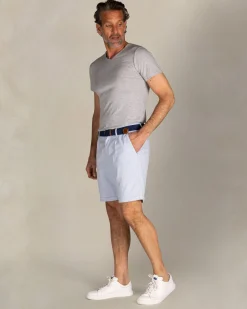 Light blue cotton-linen-Tencel chino shorts