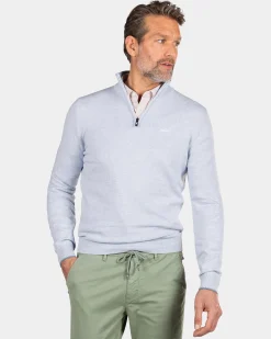 Light blue half zip pullover - Marble Blue