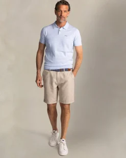 Light blue knitted cotton polo