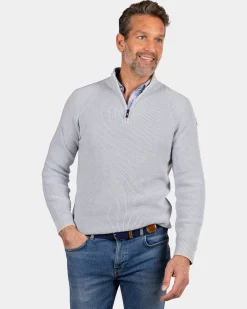 Light blue knitted half zip pullover - Phantom Blue