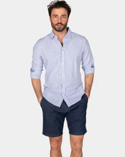 Light blue linen shirt - Dusk Navy