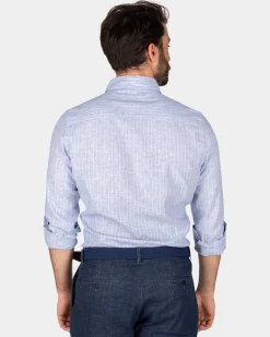 Light blue linen shirt - Dusk Navy