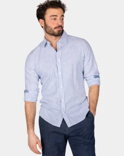 Light blue linen shirt - Dusk Navy