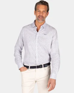 Light blue linen shirt with print