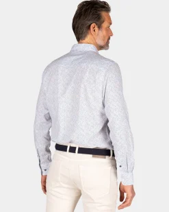Light blue linen shirt with print