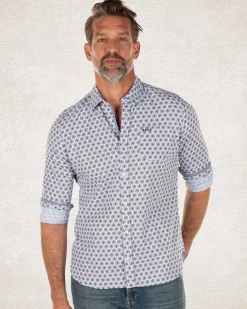 Light blue printed cotton shirt