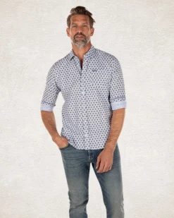 Light blue printed cotton shirt