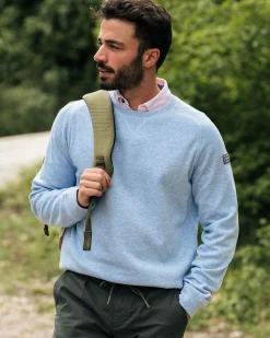 Light blue pullover with round neck